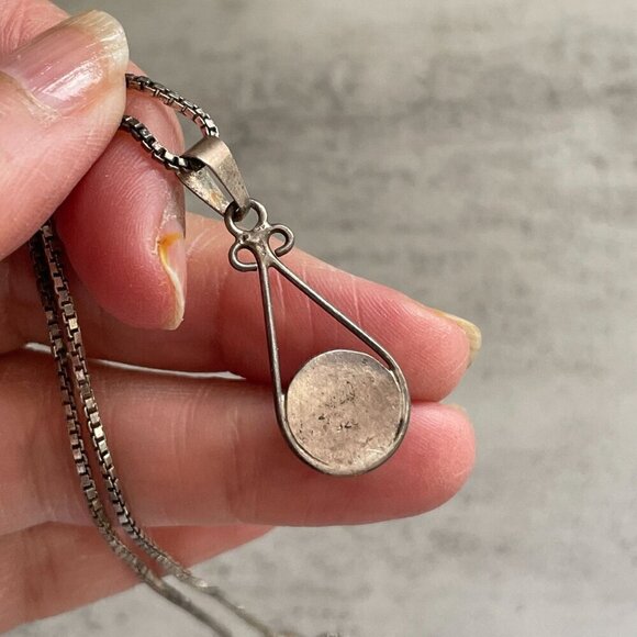 Cabochon Polished Amazonite Sterling Silver Pendant Necklace Box Chain 10" Drop - Picture 5 of 7